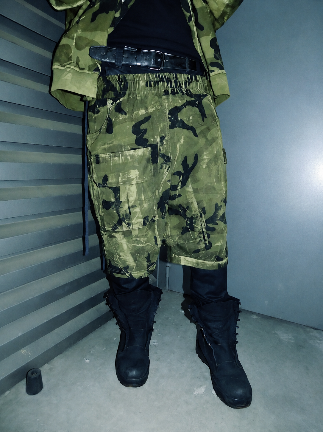 ‘ARMY’ Drop-crotch shorts