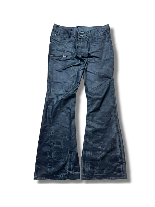 2c4 'ABYSS' waxed flared jeans