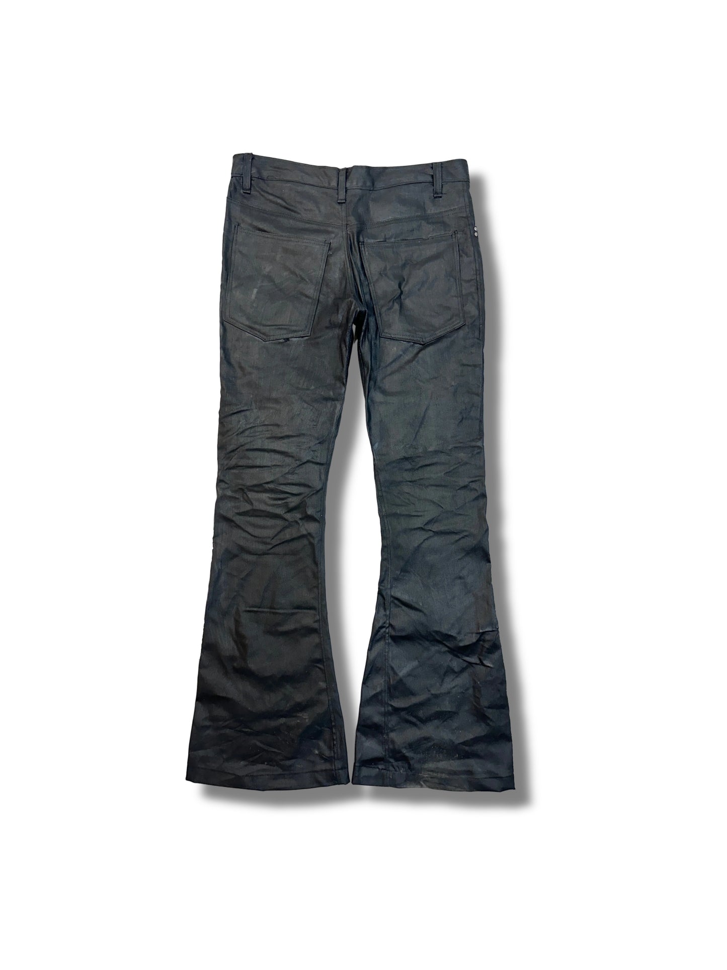 Waxed bootcut jeans black