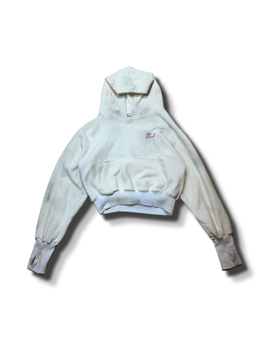 2c4 'PHASE" White hoodie 2 cropped