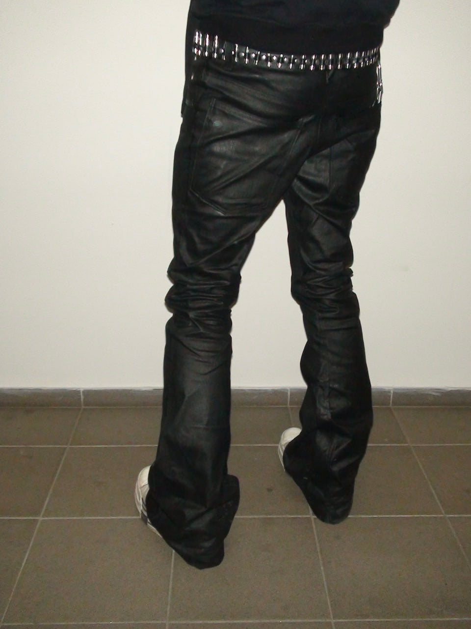 Waxed bootcut jeans black