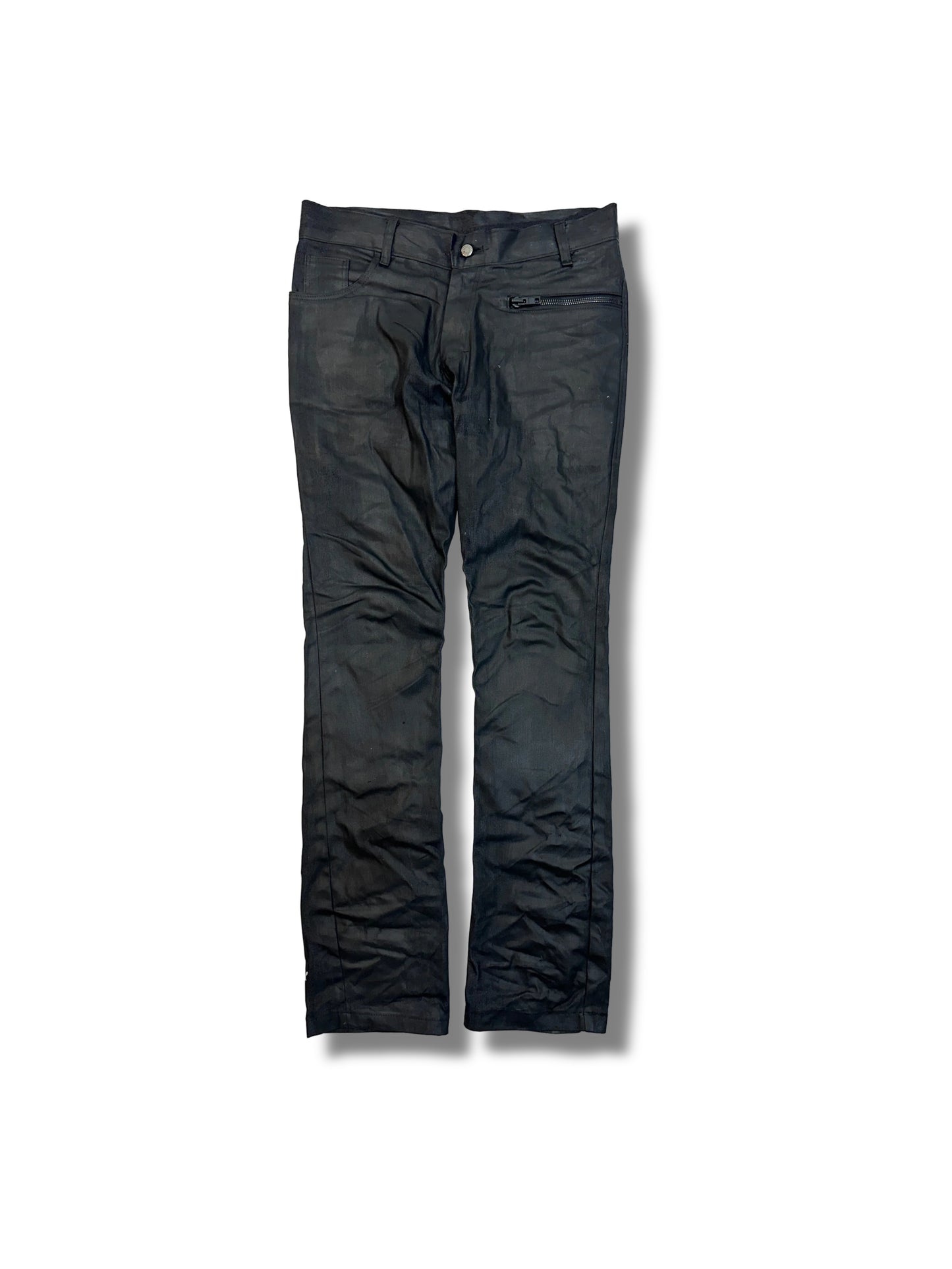 Waxed slim jeans black