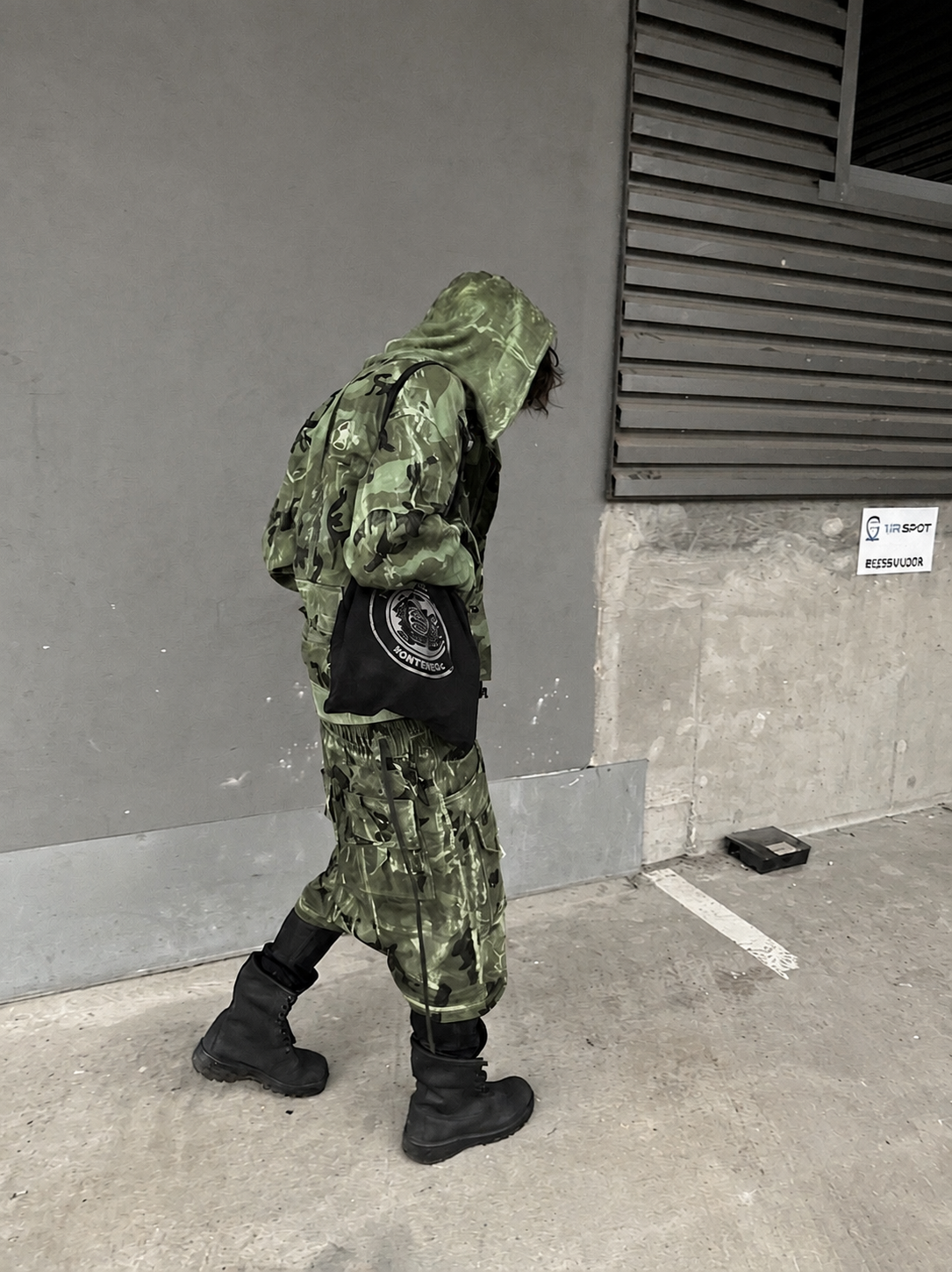 ‘ARMY’ Drop-crotch shorts