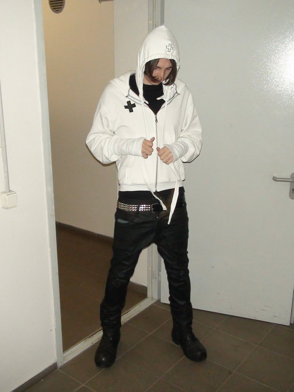 Waxed slim jeans black