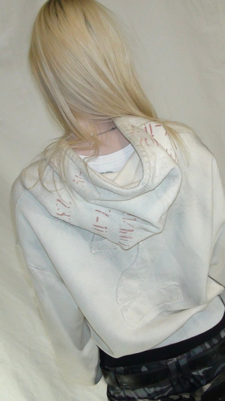 2c4 'PHASE" White hoodie 2 cropped