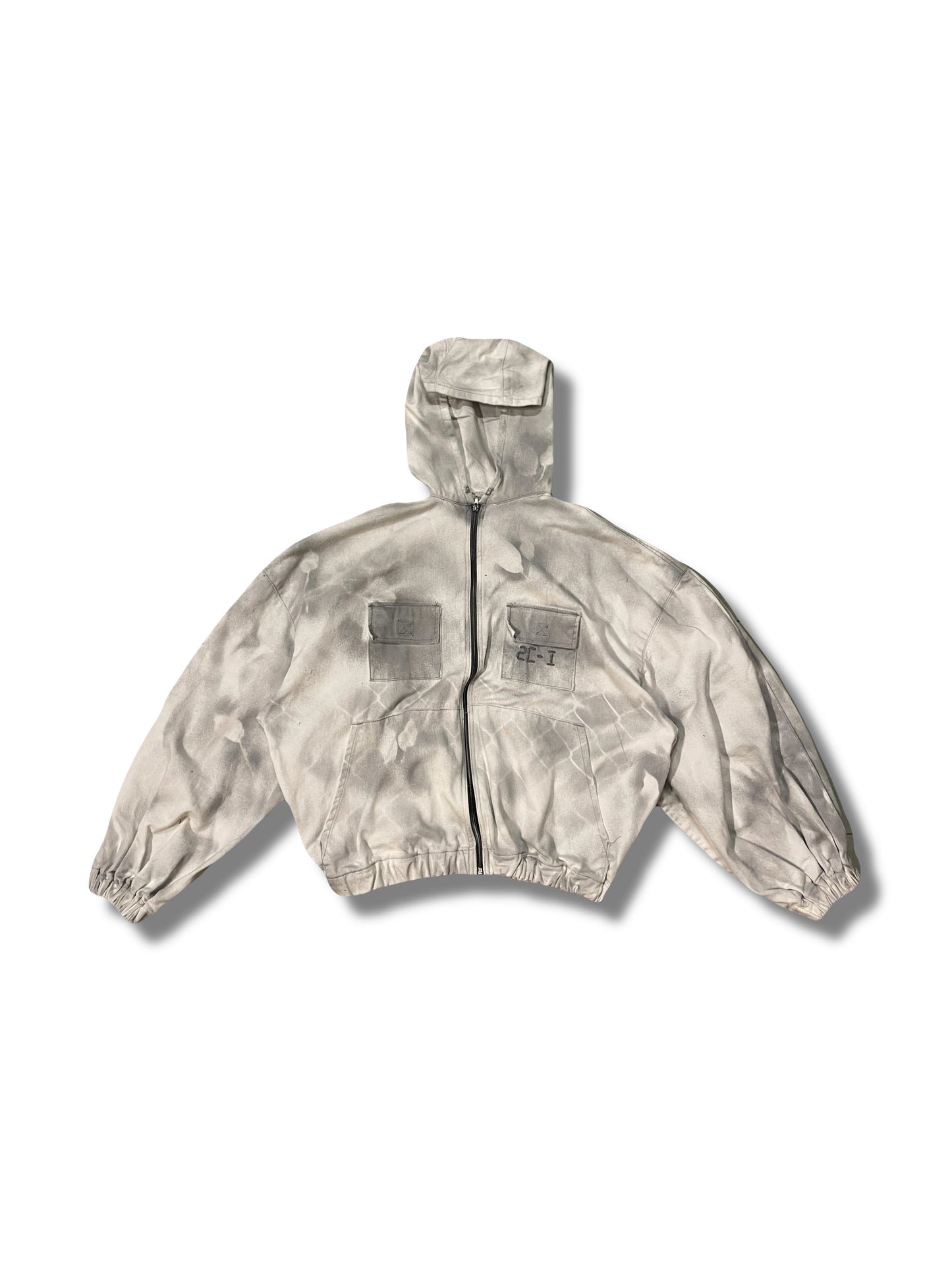 White tactical grey camo zip jacket