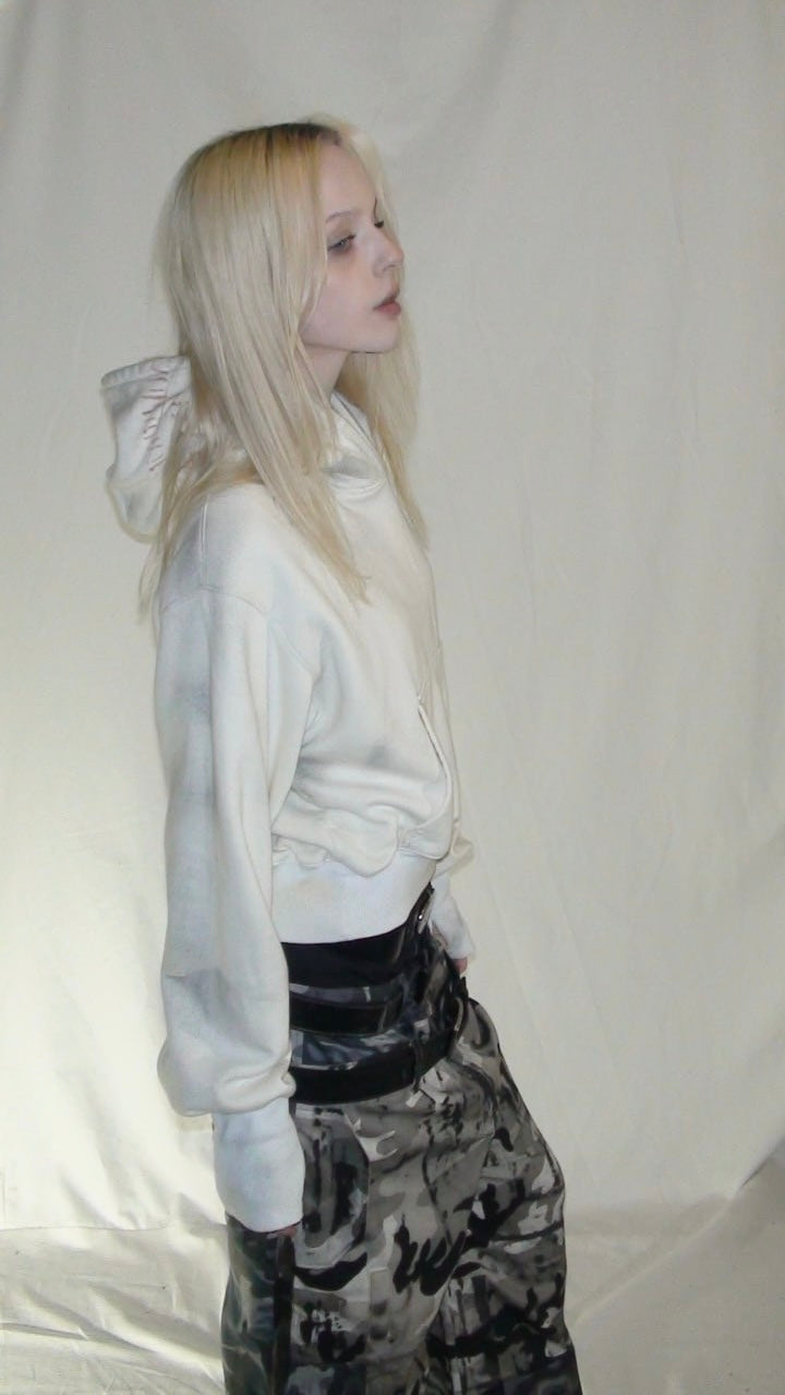 2c4 'PHASE" White hoodie 2 cropped