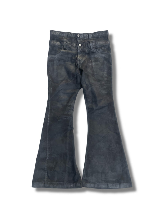 Double waist flared jeans waxed version