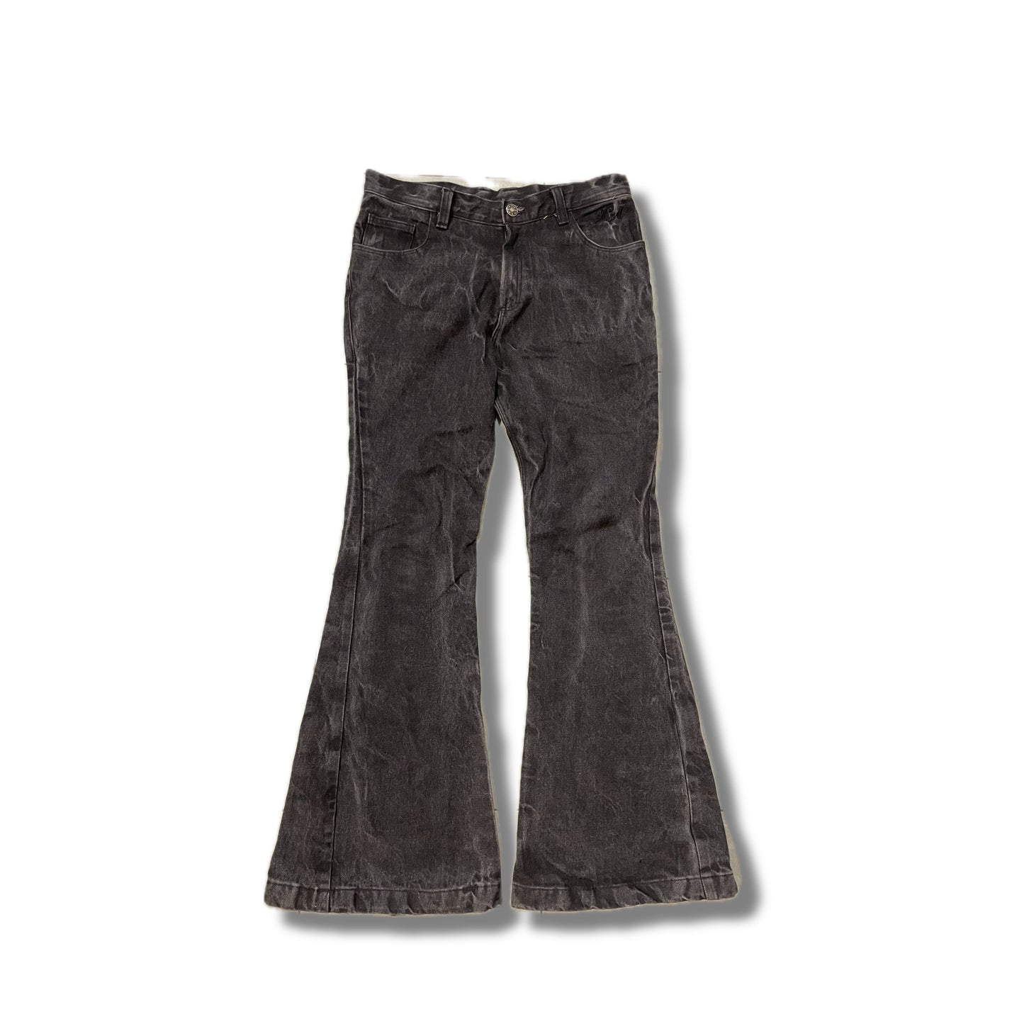 Washed black flared jeans