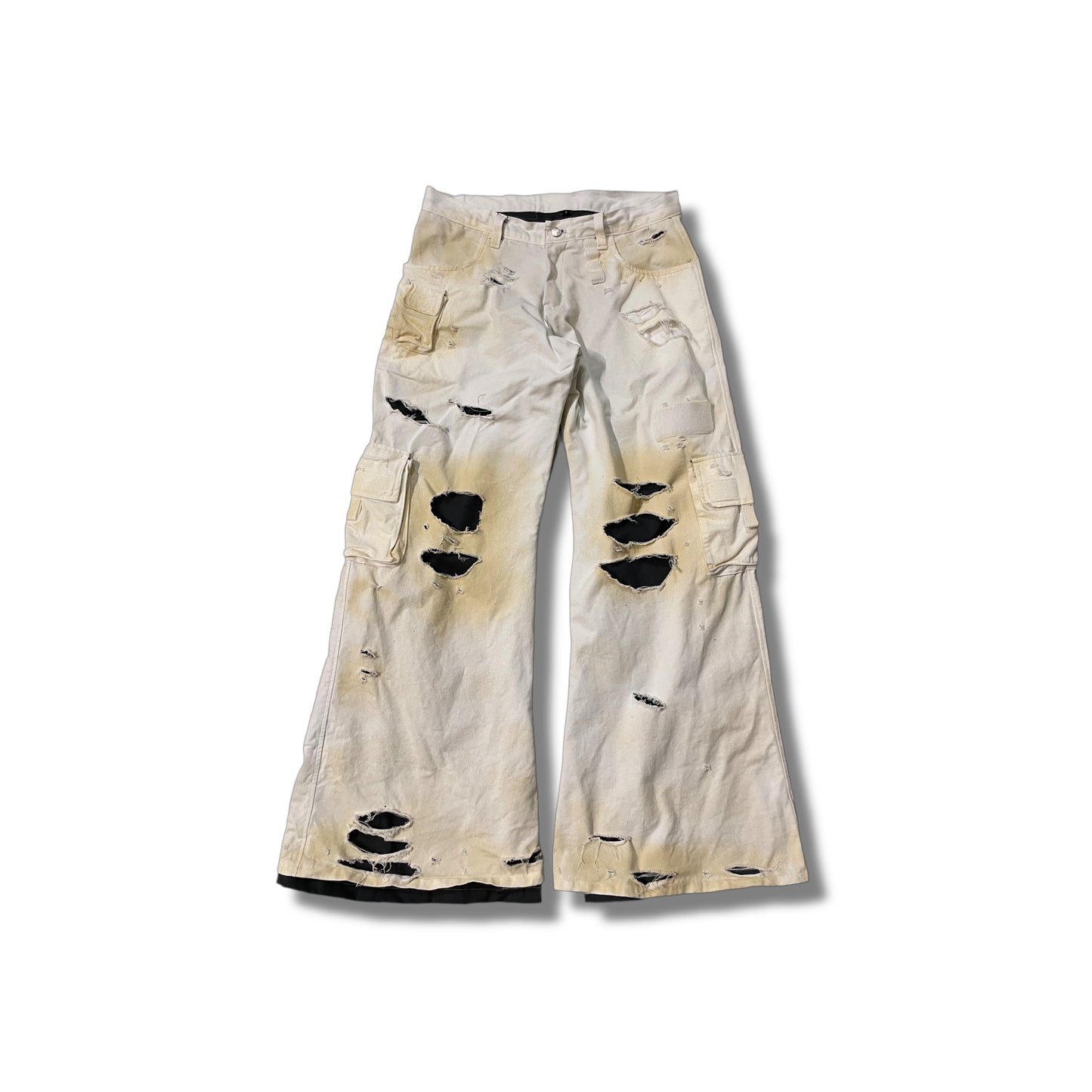 Army jeans double layers/distressed yellowed