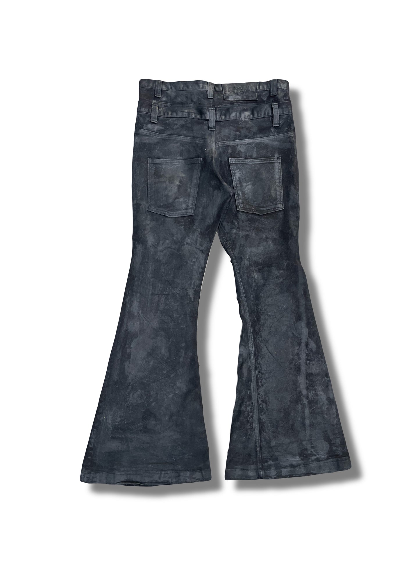 Double waist flared jeans waxed version