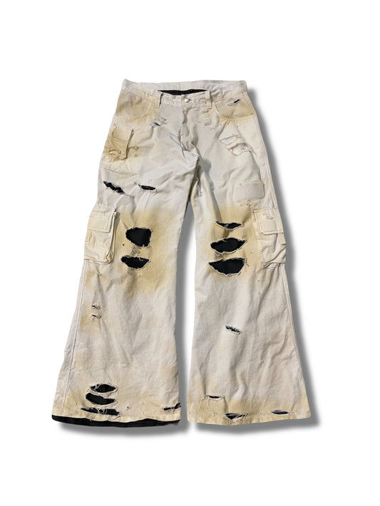 Army jeans double layers/distressed yellowed