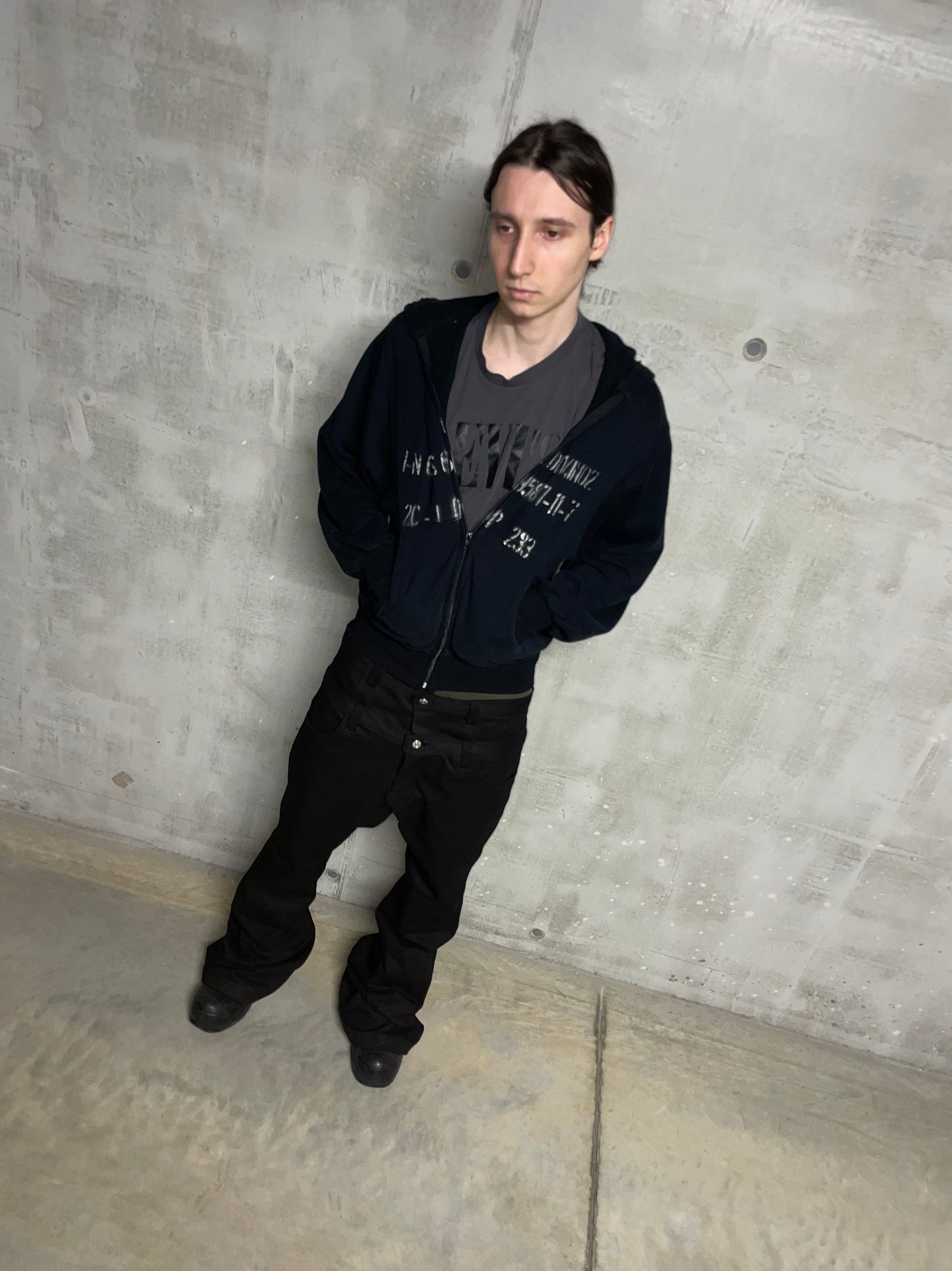 Double waist flared jeans black