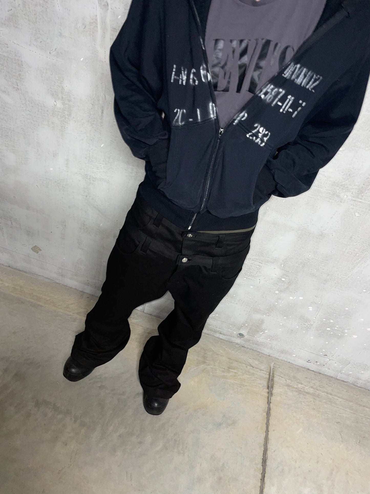 Double waist flared jeans black