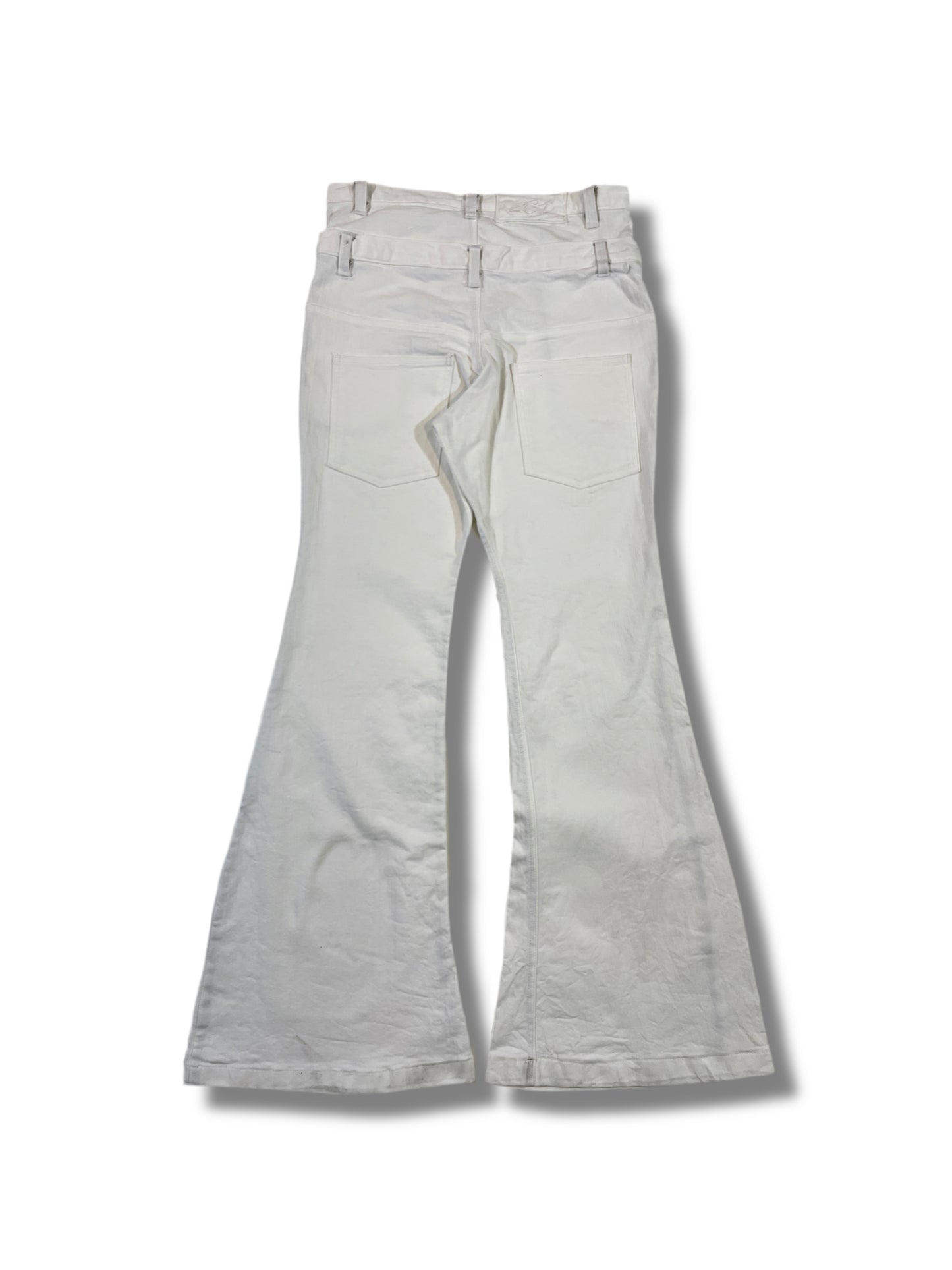 Double waist flared jeans white