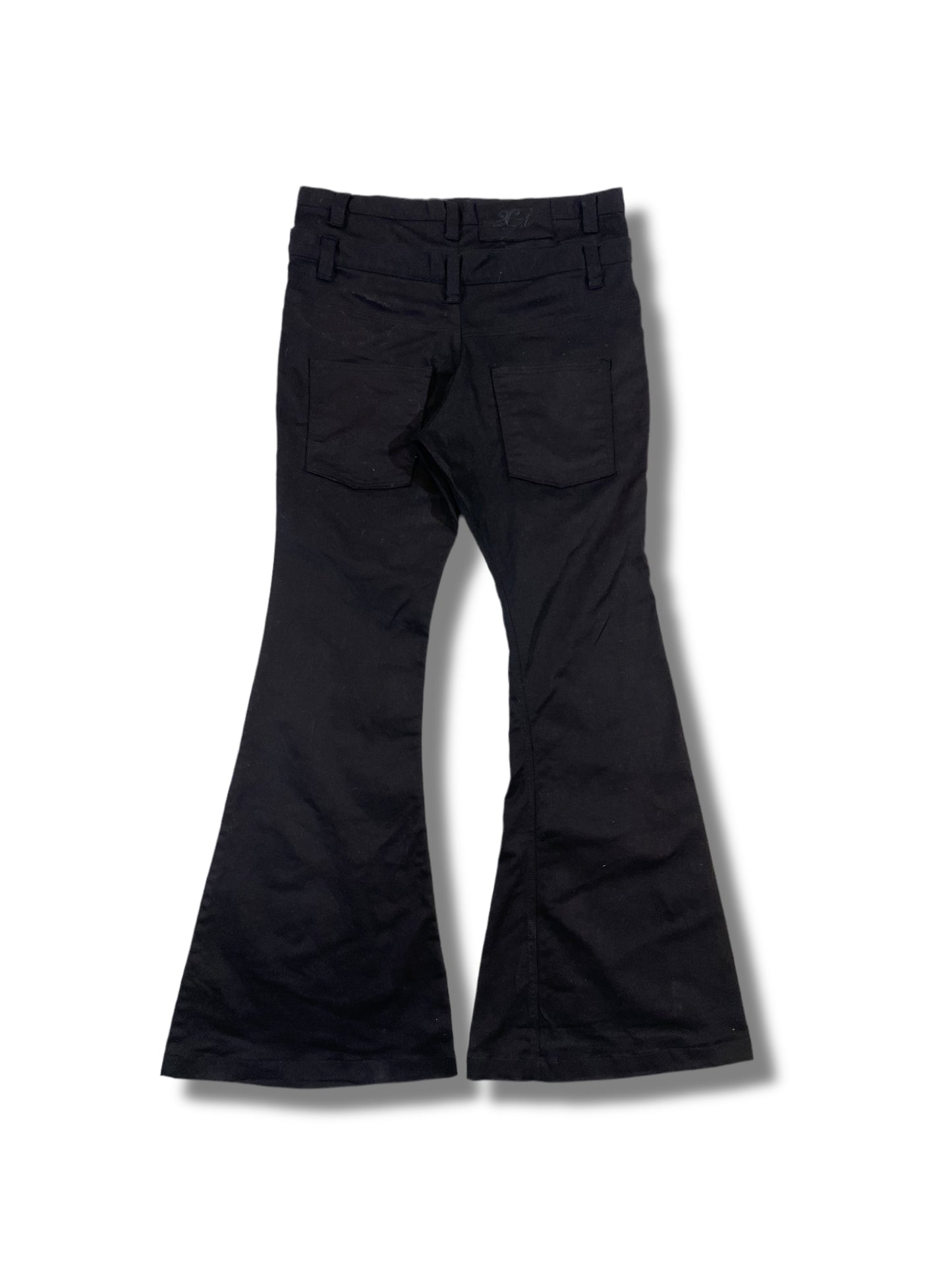 Double waist flared jeans black